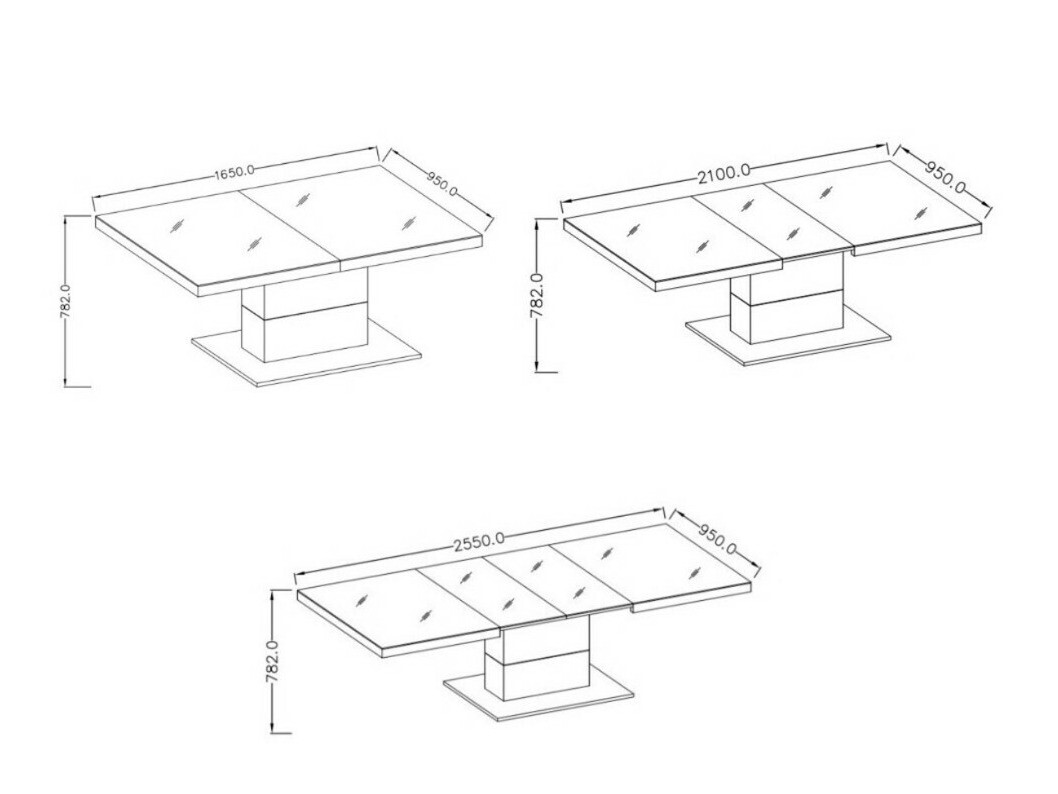 Tisch Austin 282 (Weiß + Weiß glänzend)