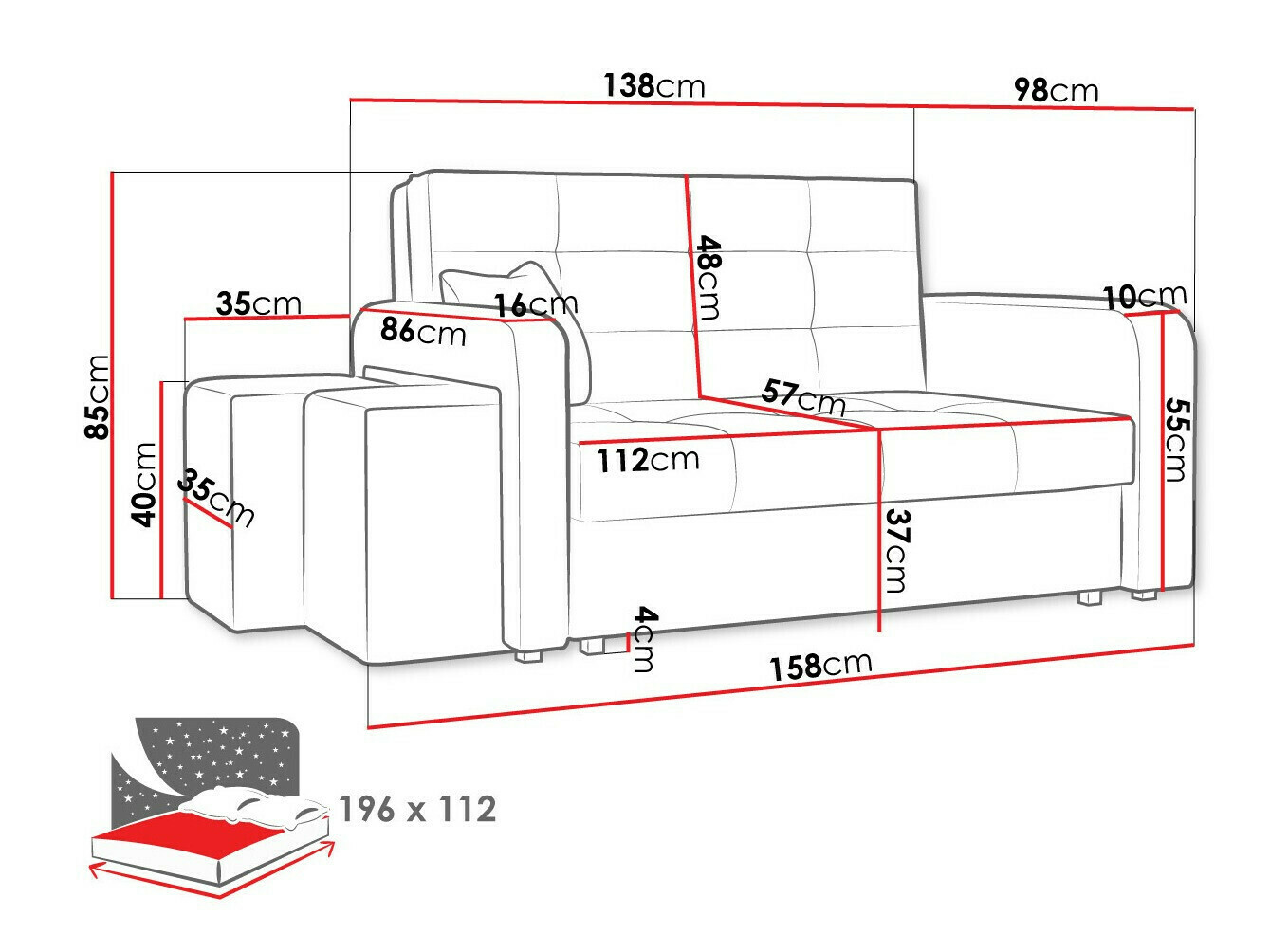 Schlafsofa Columbus 157 (Manila 26)