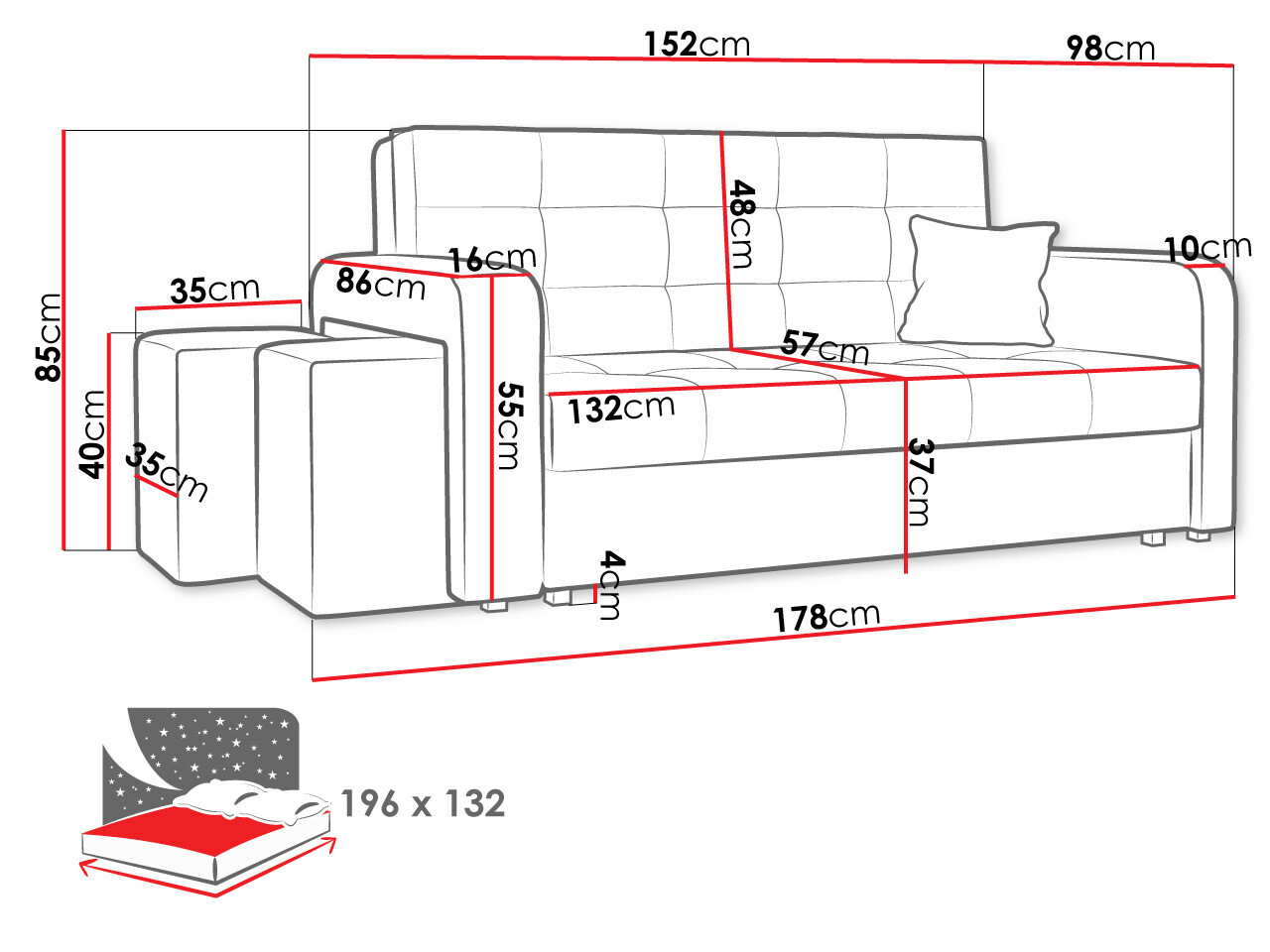 Schlafsofa Columbus 158 (Manila 18)