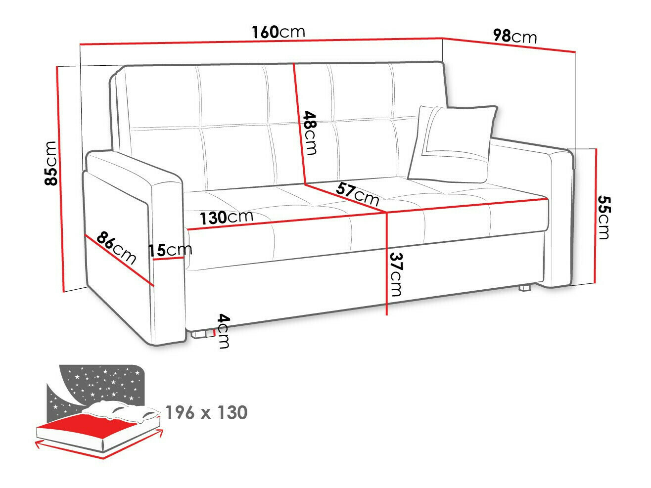 Schlafsofa Columbus 175 (Centauri 86 + Centauri 05)