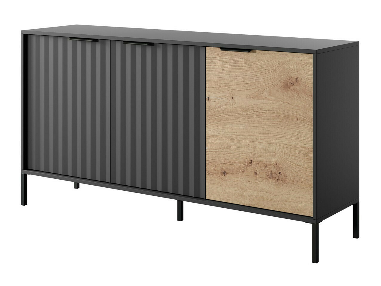 Sideboard Kingston 172 (Schwarz + Artisan Eichenholzoptik)