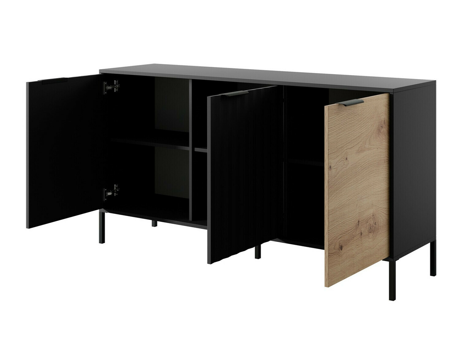 Sideboard Kingston 172 (Schwarz + Artisan Eichenholzoptik)