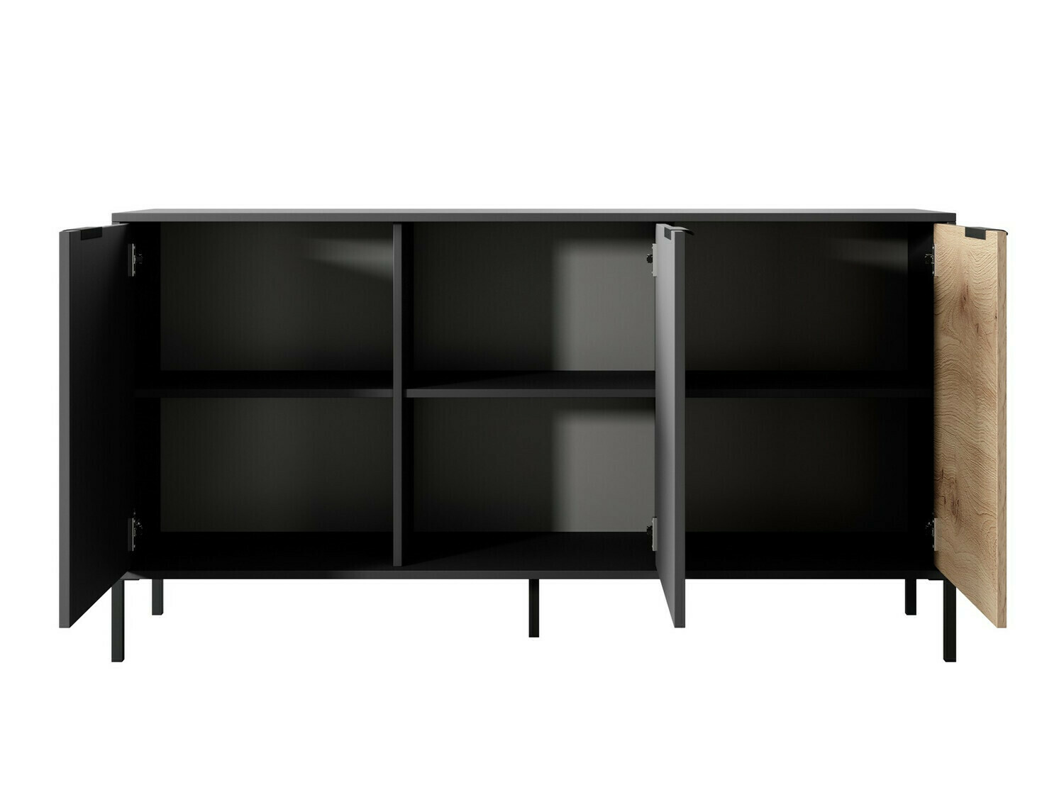 Sideboard Kingston 172 (Schwarz + Artisan Eichenholzoptik)