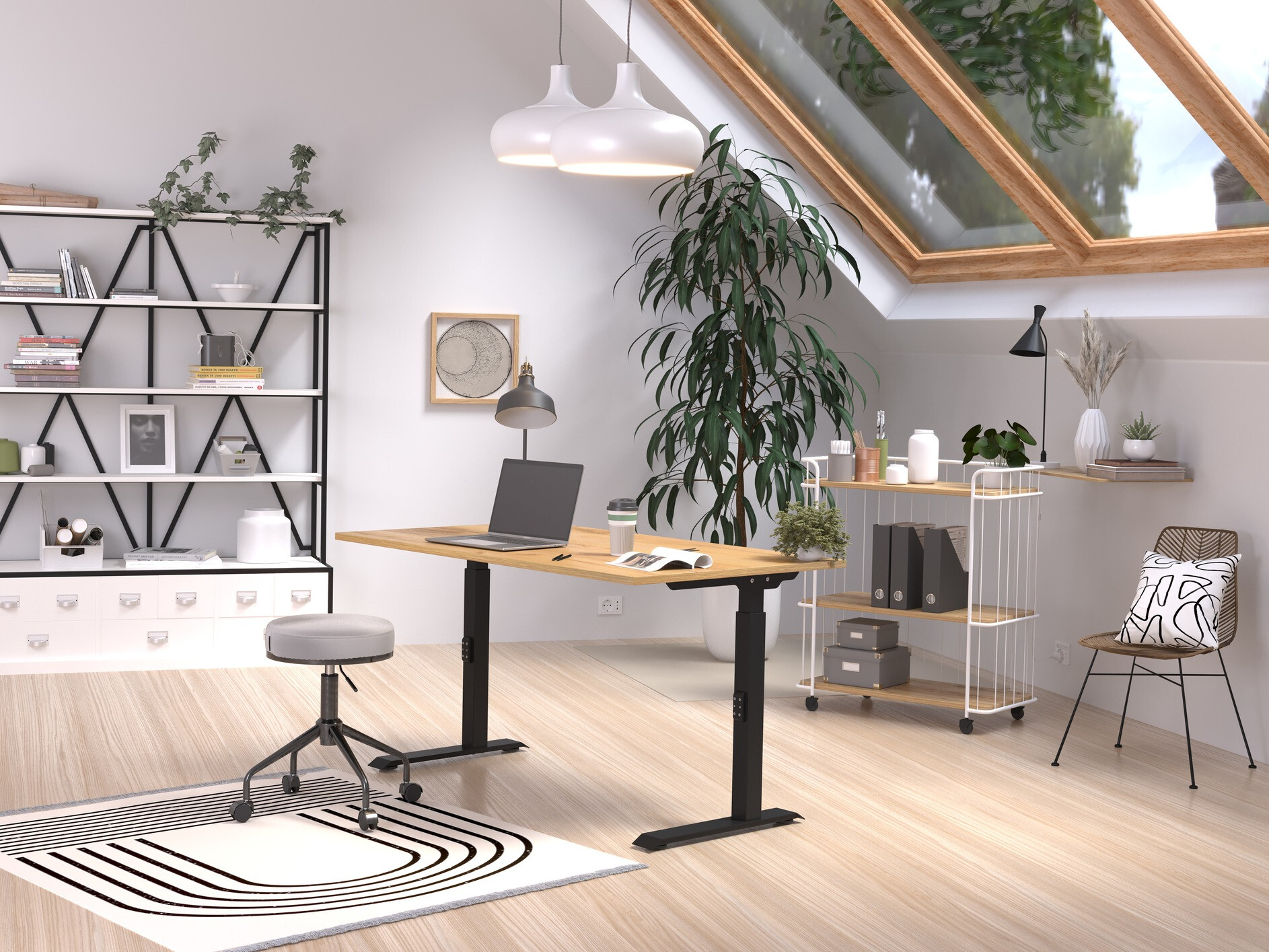 Bürotisch Sacramento 419 (Navarra eichenholzoptik + Schwarz)