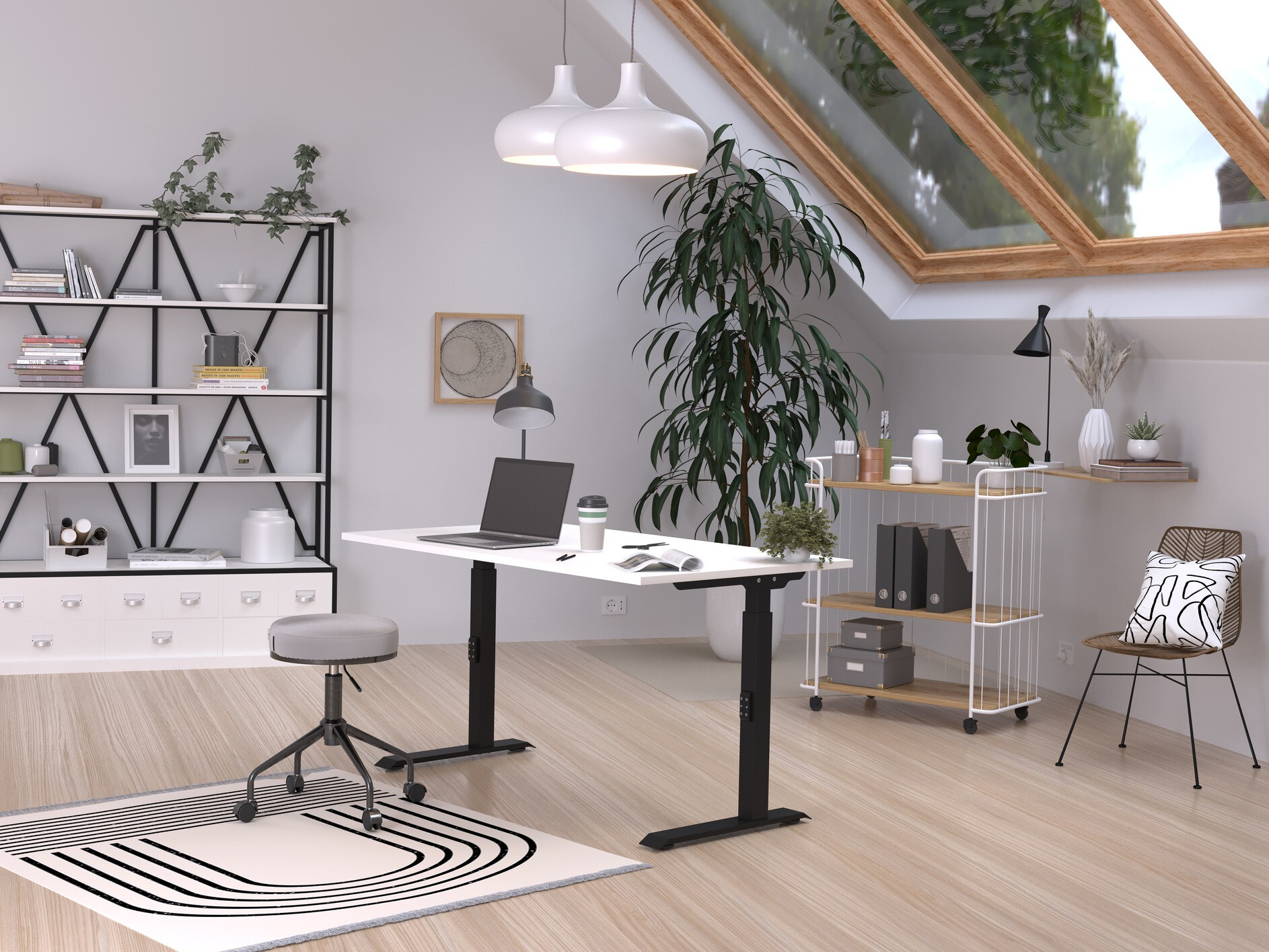 Bürotisch Sacramento 419 (Weiß + Schwarz)