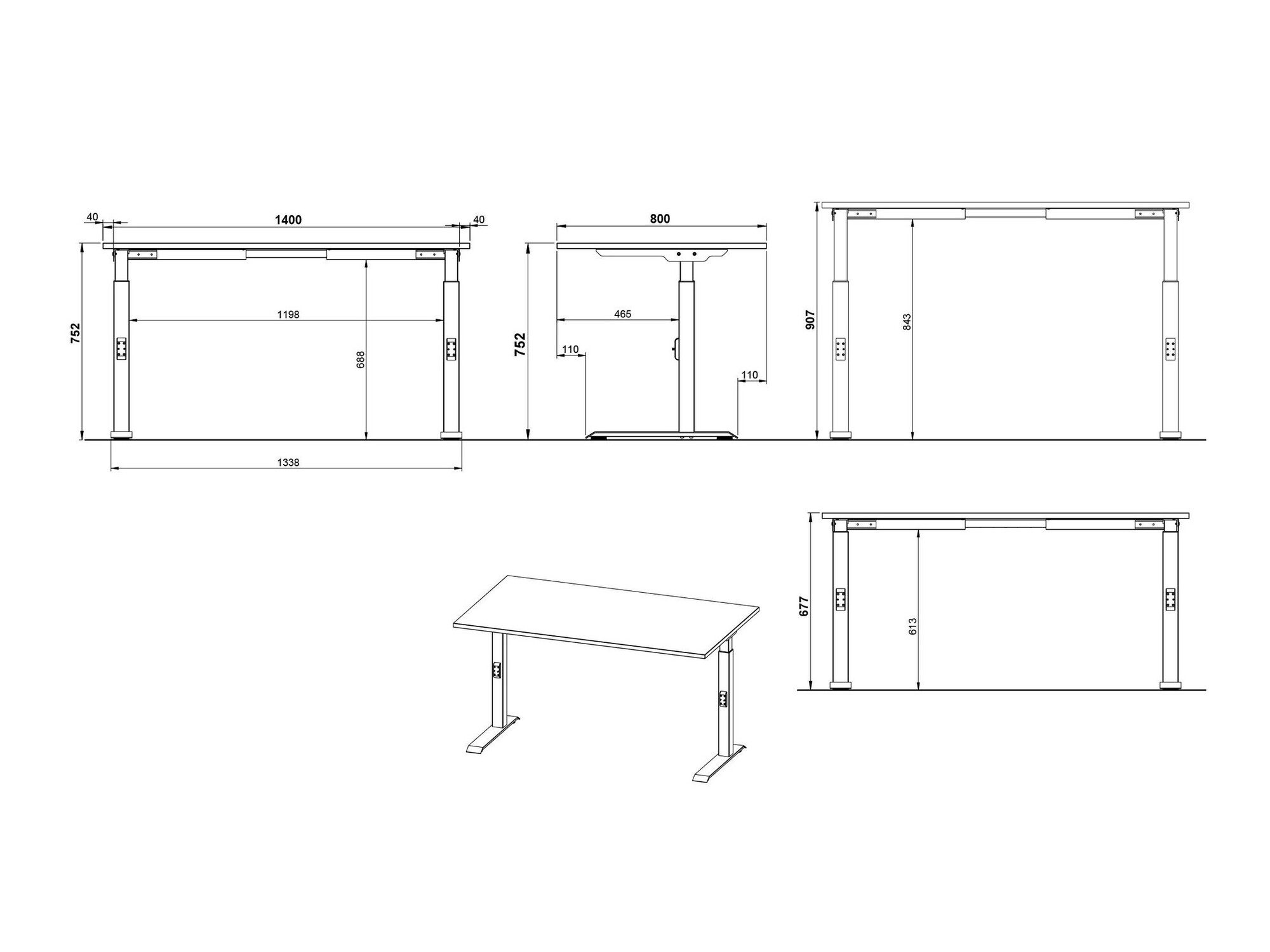 Bürotisch Sacramento 419 (Navarra eichenholzoptik + Schwarz)
