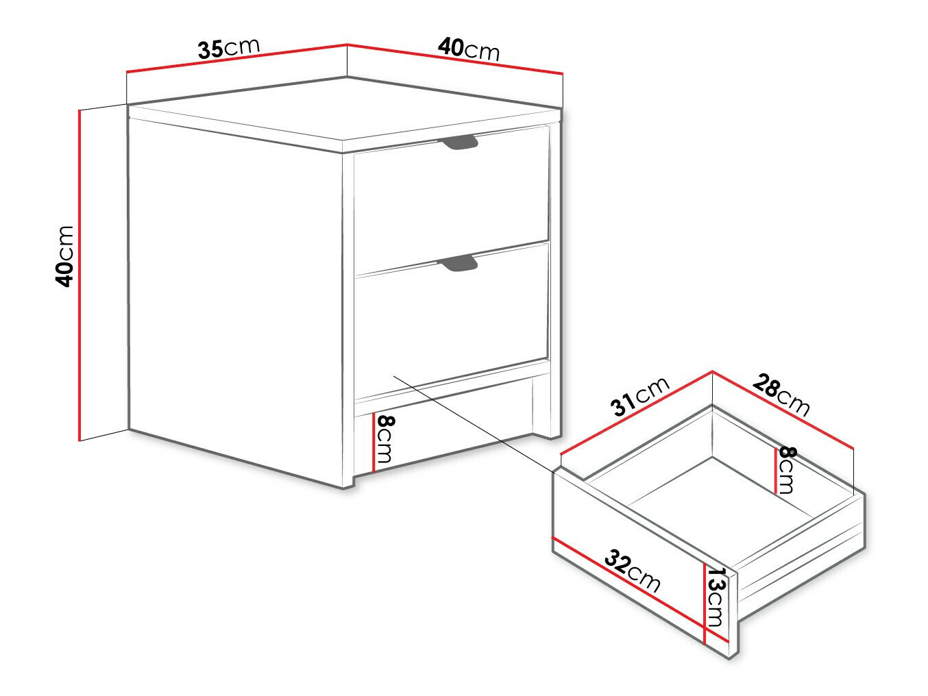 Nachttisch Comfivo Papilio (Weiß)