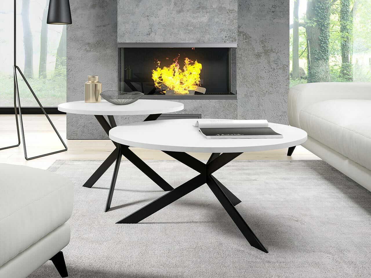 Couchtischset Oswego 108 (Weiß + Schwarz)
