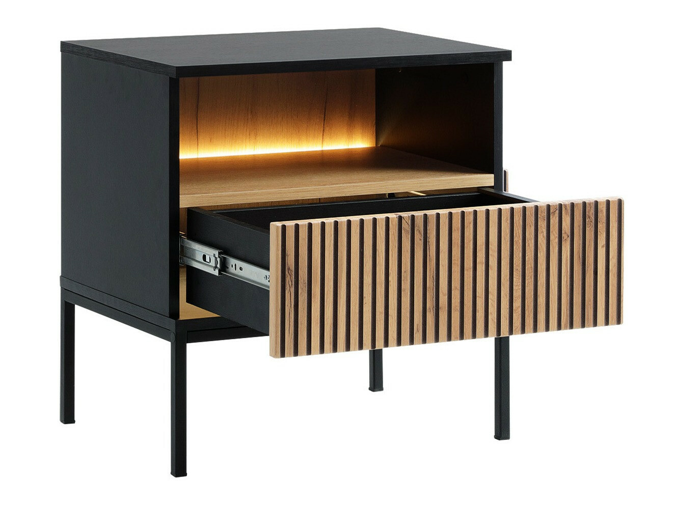 Nachttisch Manal (Schwarz + Wotan Eiche)