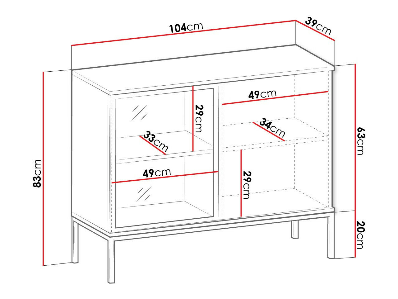 Sideboard Manal (Schwarz + Wotan Eiche)