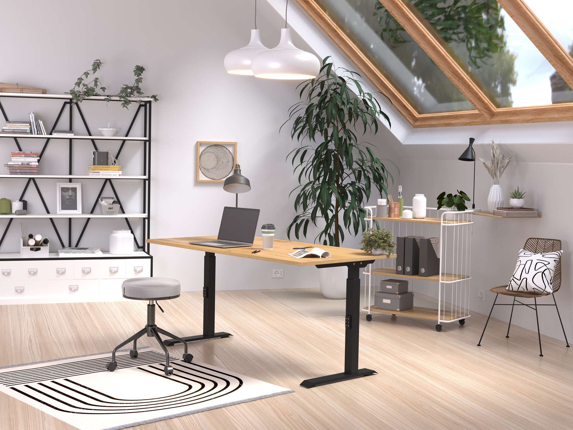 Bürotisch Sacramento 421 (Navarra eichenholzoptik + Schwarz)