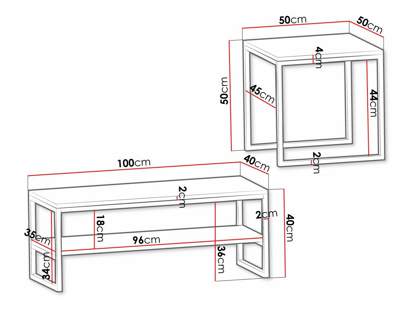 Couchtischset Oswego 106 (Craft eichenholzoptik + Schwarz)