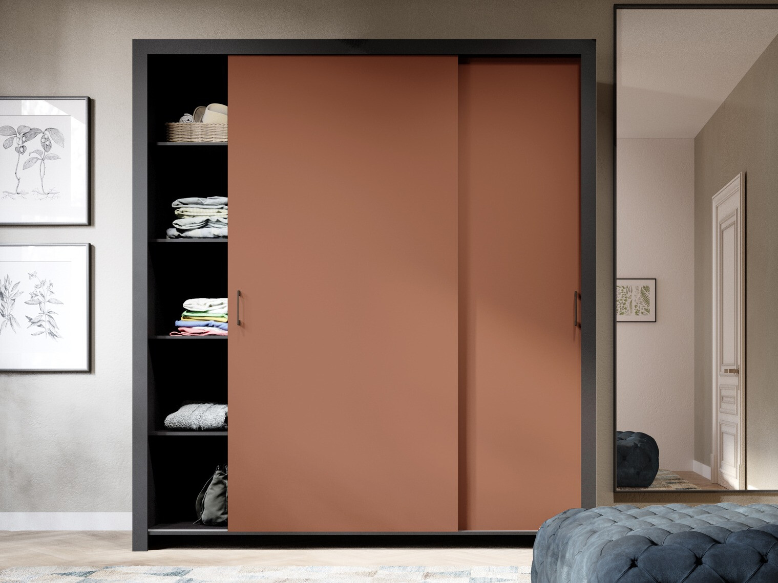 Kleiderschrank Murrieta 192 (Schwarz + Braun)