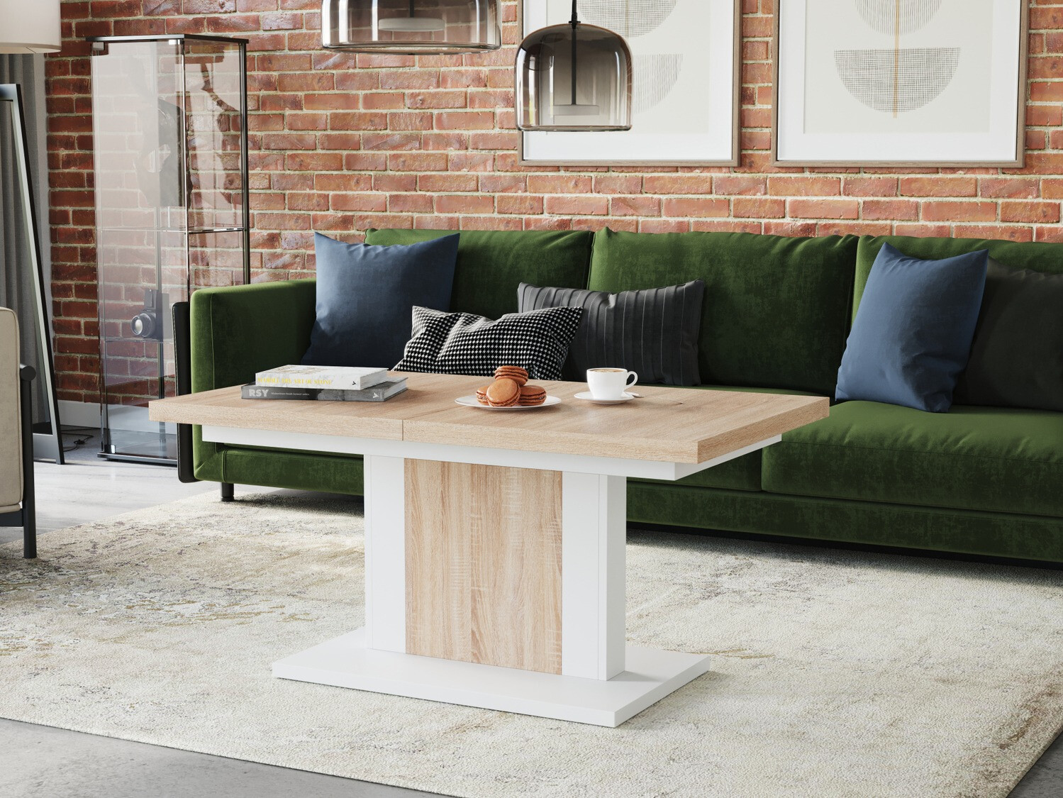 Couchtisch-Transformer Glendale 103 (Sonoma Eichenholzoptik + Weiß)