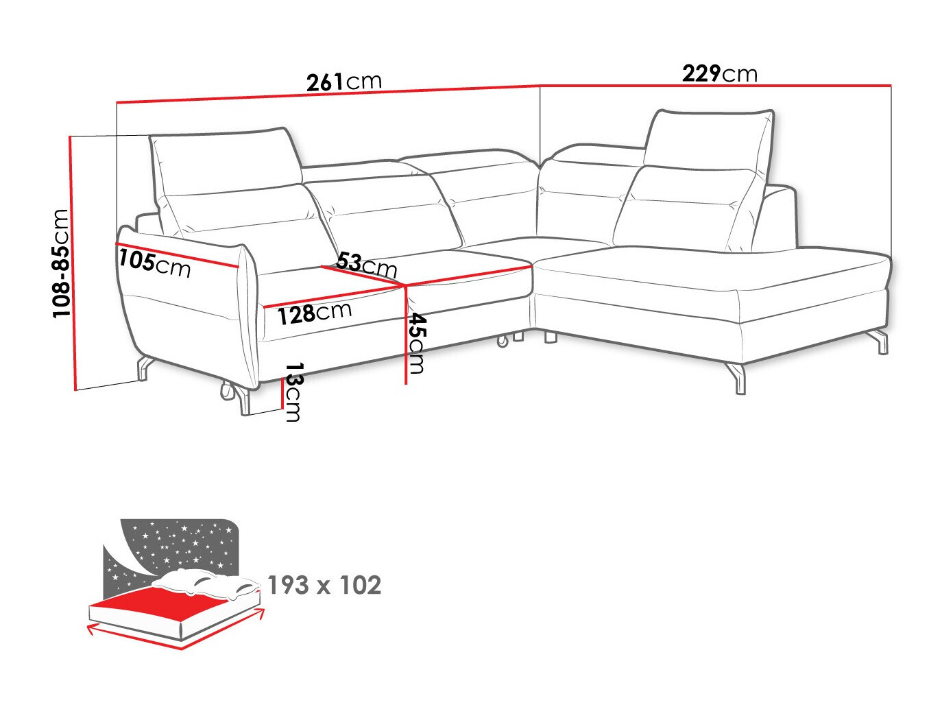 Ecksofa Lincoln 185 (Neve 13)