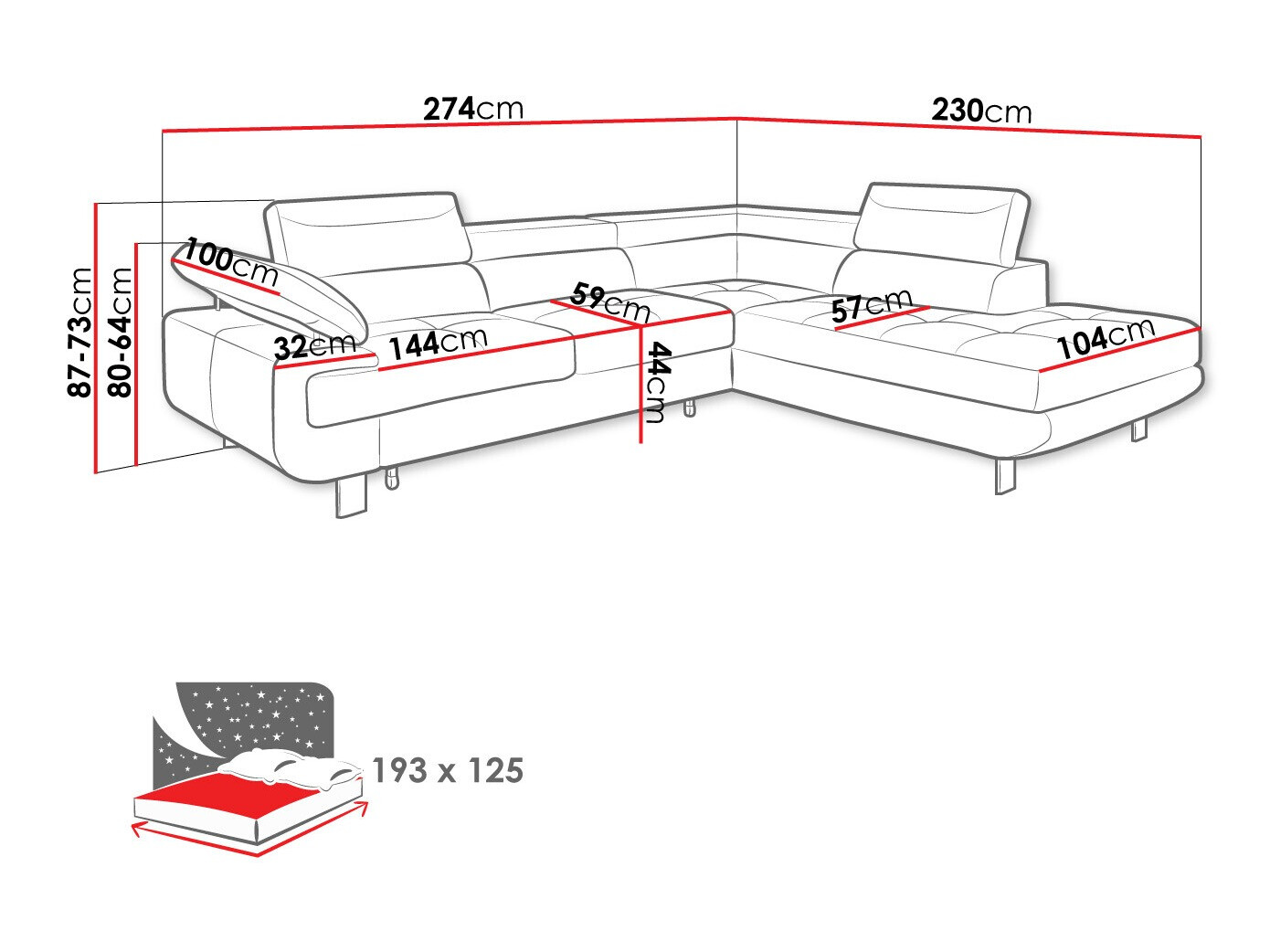 Ecksofa Lincoln 188 (Barrel 97)