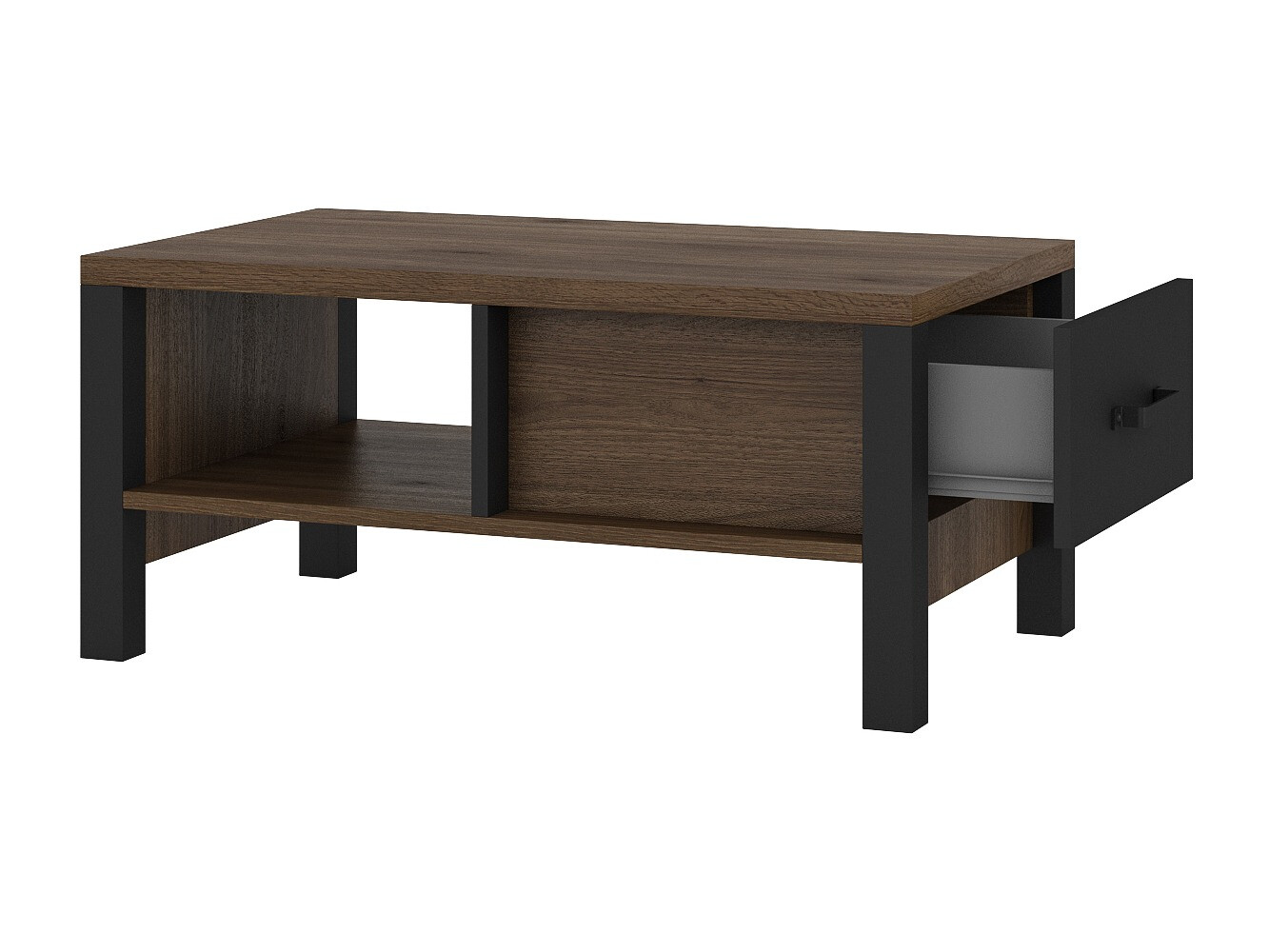 Couchtisch Tornua 107 (Nussholzoptik + Mattschwarz)