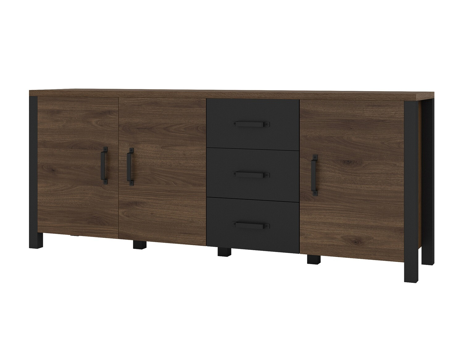 Kommoden Tornua 106 (Nussholzoptik + Mattschwarz)