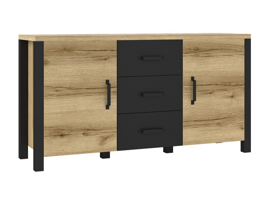 Kommoden Tornua 103 (Eichenholzoptik hell + Mattschwarz)