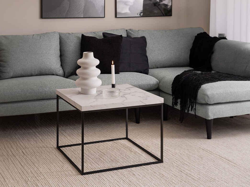 Couchtisch Norsica 768 (Schwarz + Weißer Marmor)