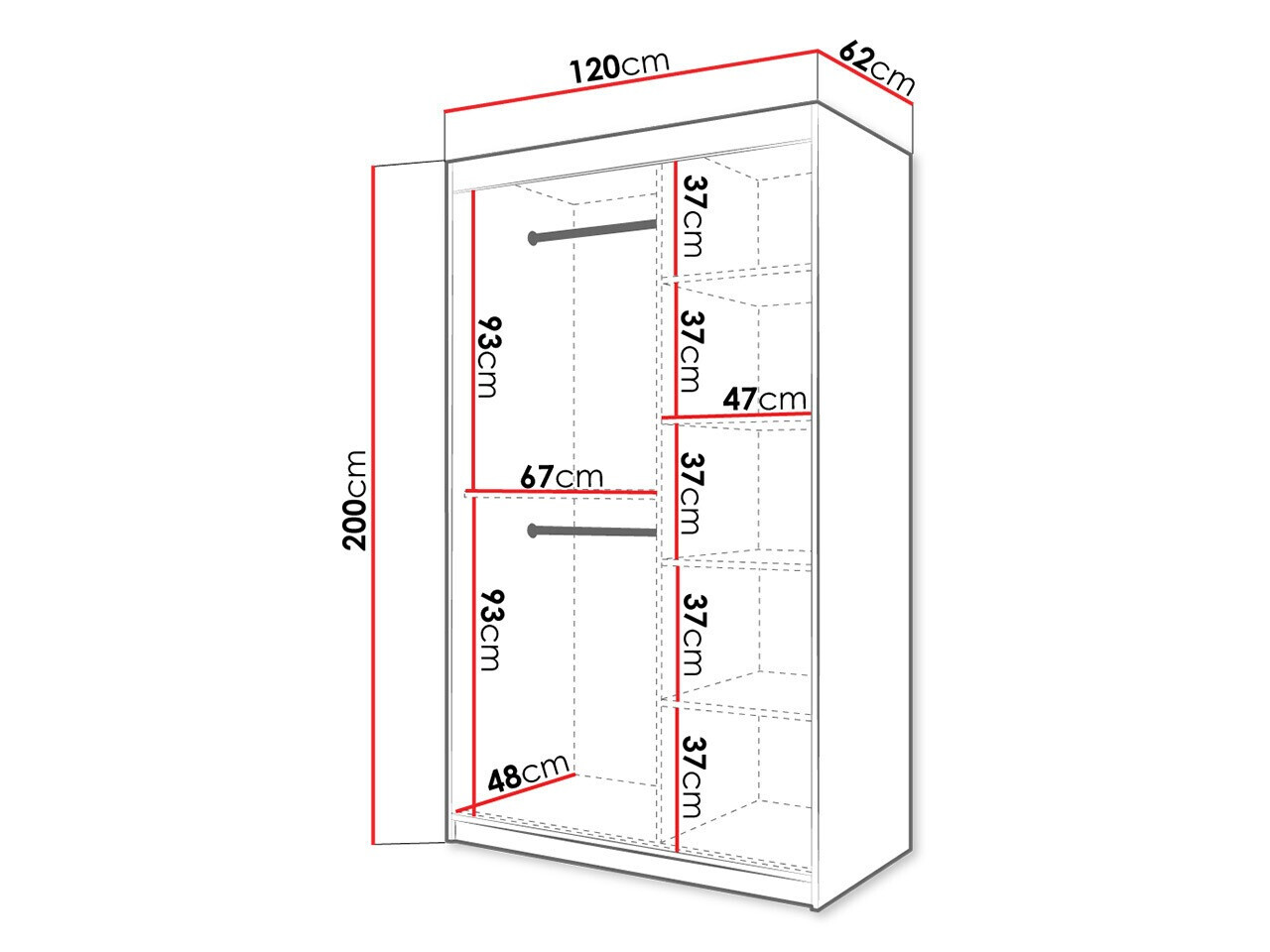 Kleiderschrank Hartford 473 (Weiß)