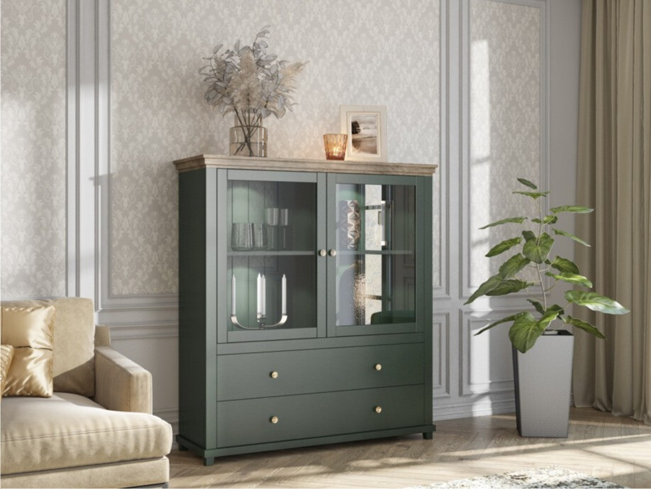 Kommoden Tolnue 105 (Dunkelgrün + Lefkas-Eiche)