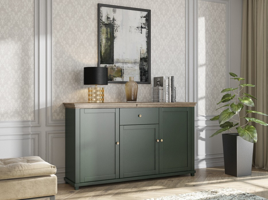 Kommoden Tolnue 106 (Dunkelgrün + Lefkas-Eiche)