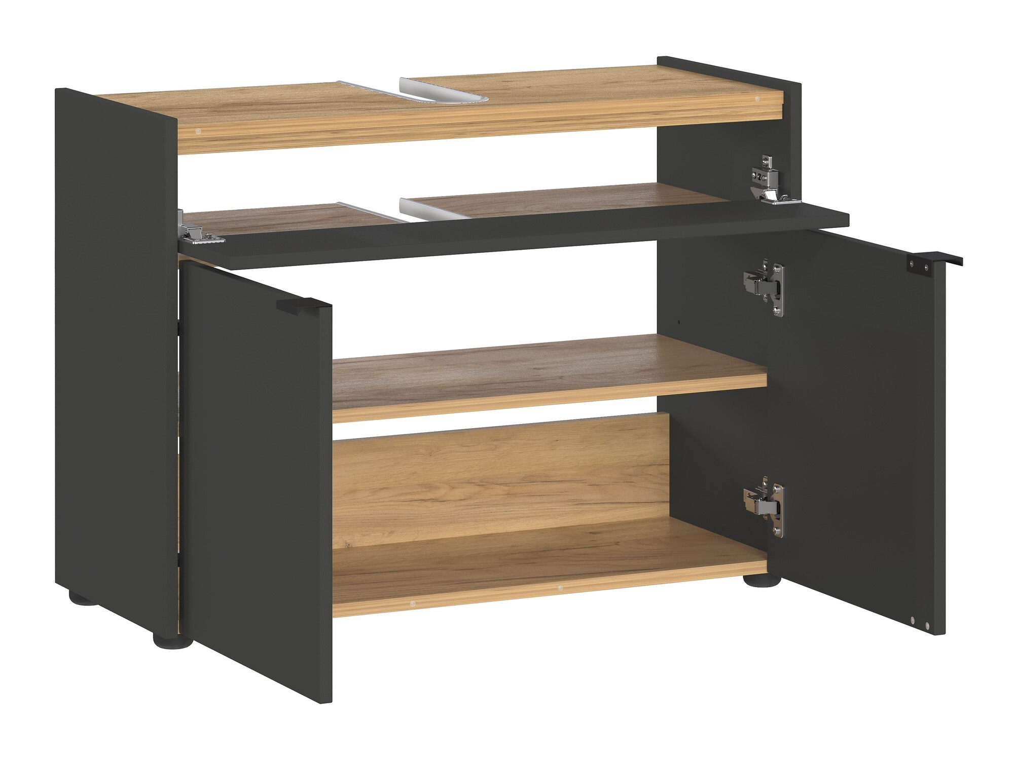 Badezimmer-Set Ventei 104 (Graphit + Navarra eichenholzoptik)