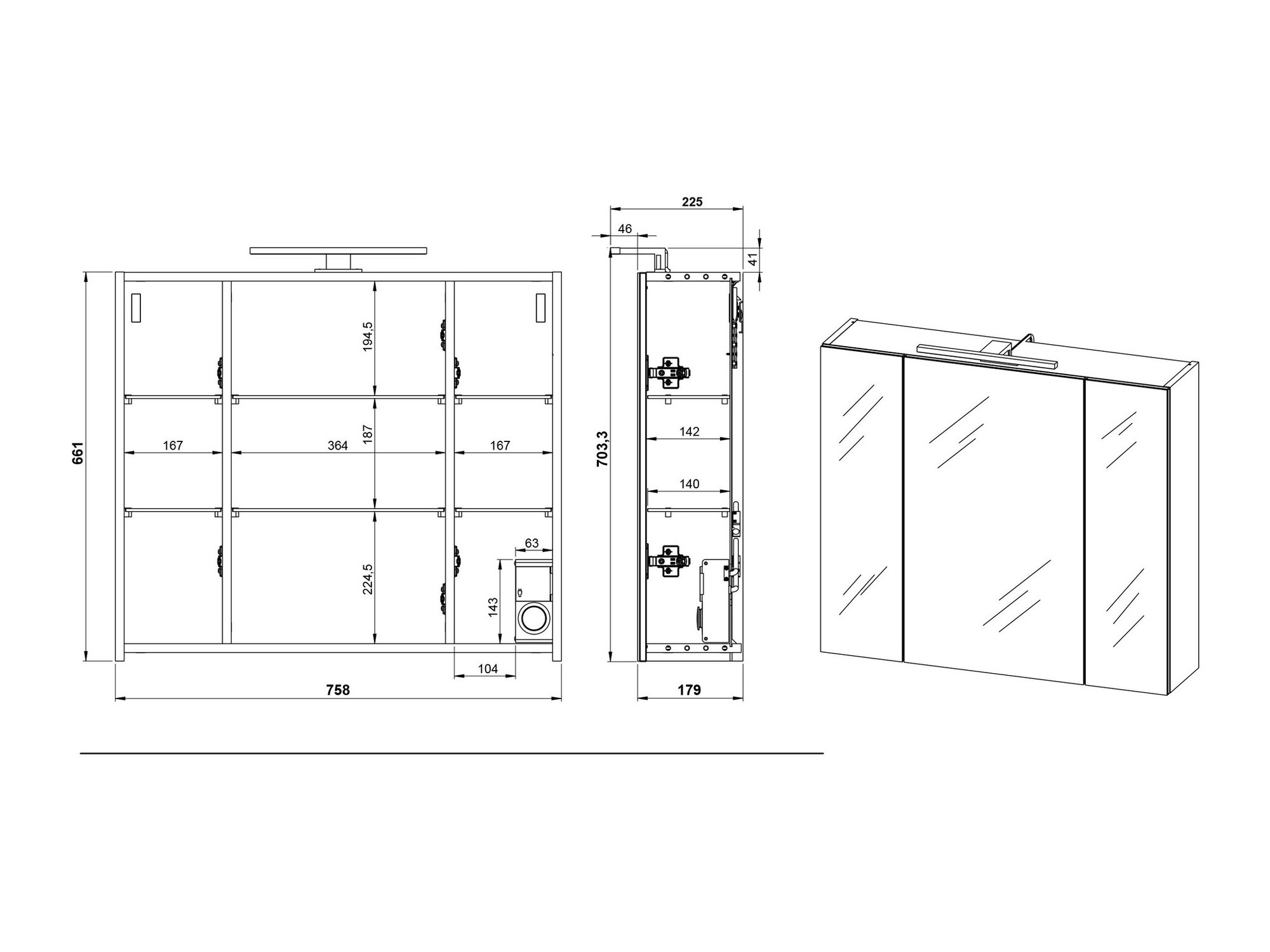 Badezimmer-Set Ventei 104 (Graphit + Navarra eichenholzoptik)