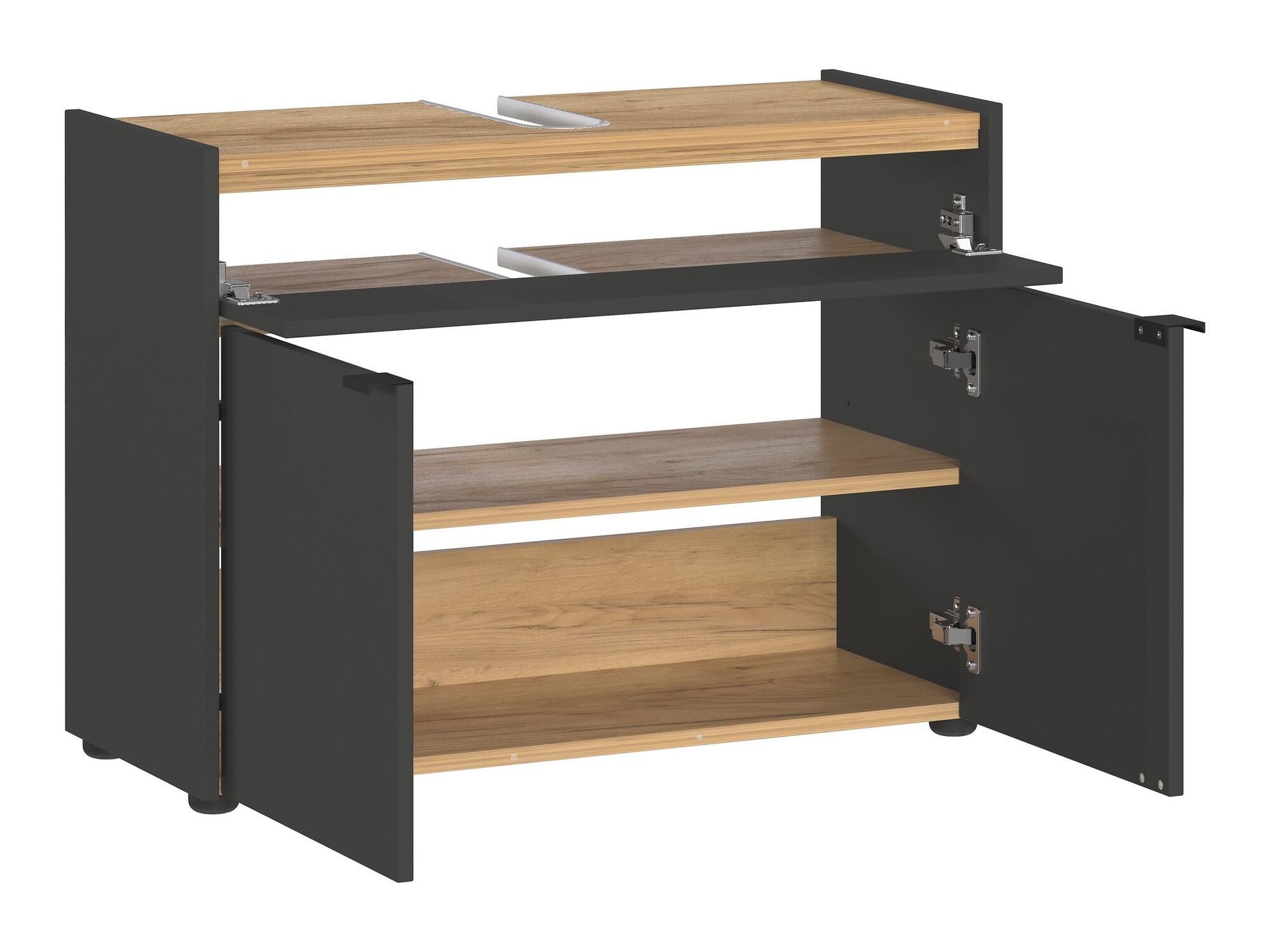 Badezimmer-Set Ventei 106 (Graphit + Navarra eichenholzoptik)