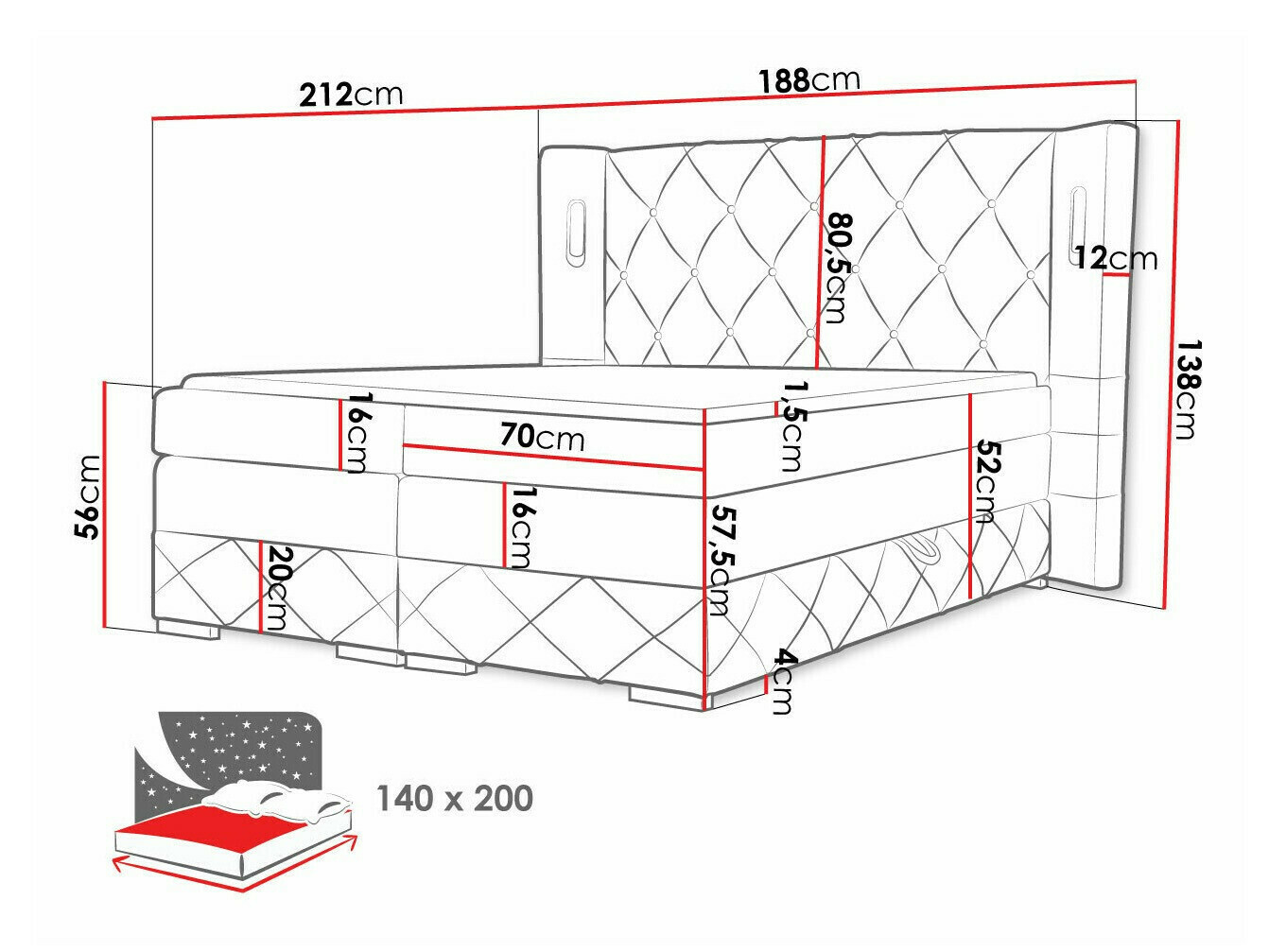Boxspringbett Historia (Kameleon 59)