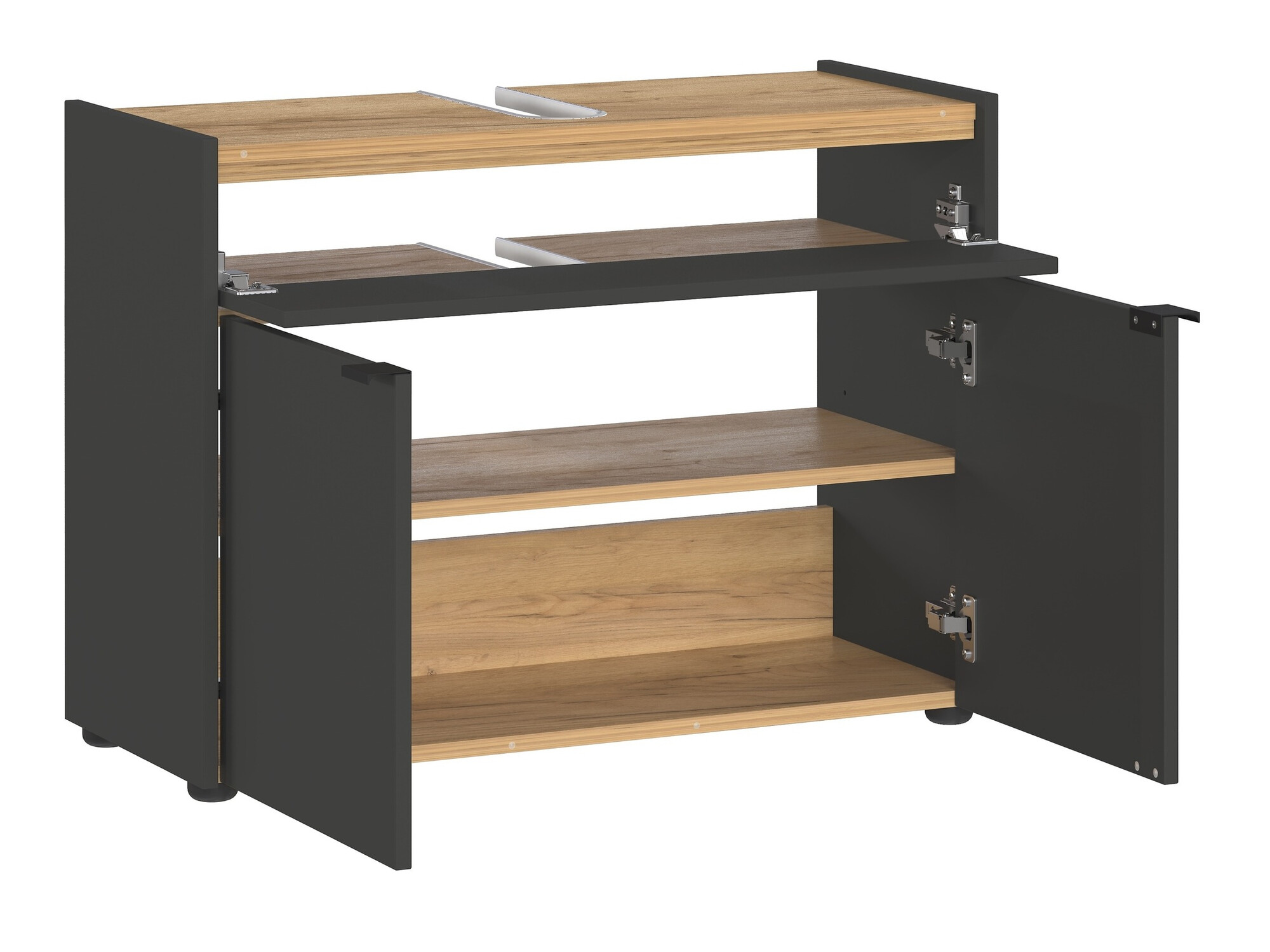 Badezimmer-Set Ventei 110 (Graphit + Navarra eichenholzoptik)