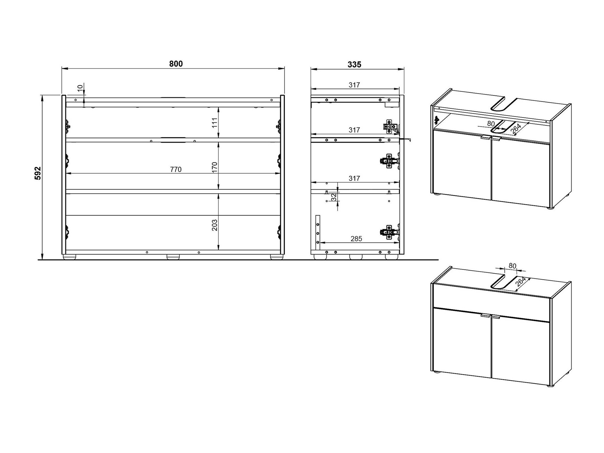 Badezimmer-Set Ventei 110 (Graphit + Navarra eichenholzoptik)