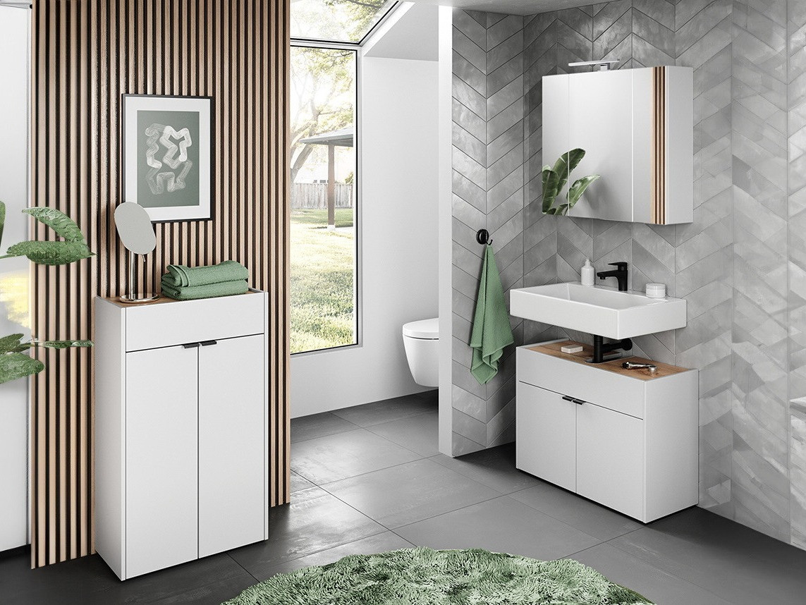 Badezimmer-Set Ventei 110 (Weiß + Navarra eichenholzoptik)