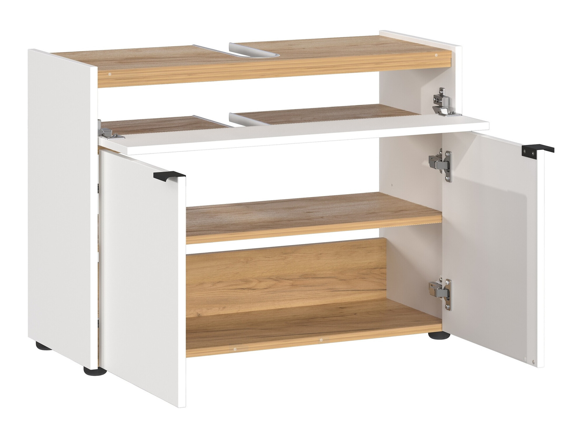 Badezimmer-Set Ventei 110 (Weiß + Navarra eichenholzoptik)