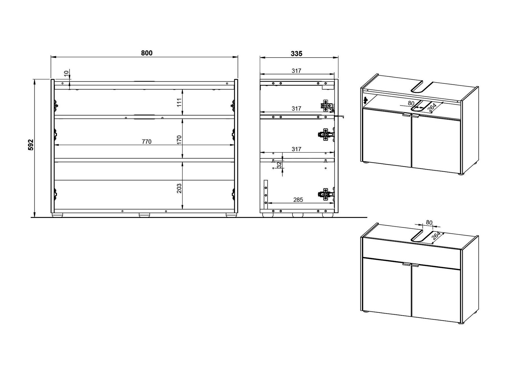 Badezimmer-Set Ventei 110 (Weiß + Navarra eichenholzoptik)