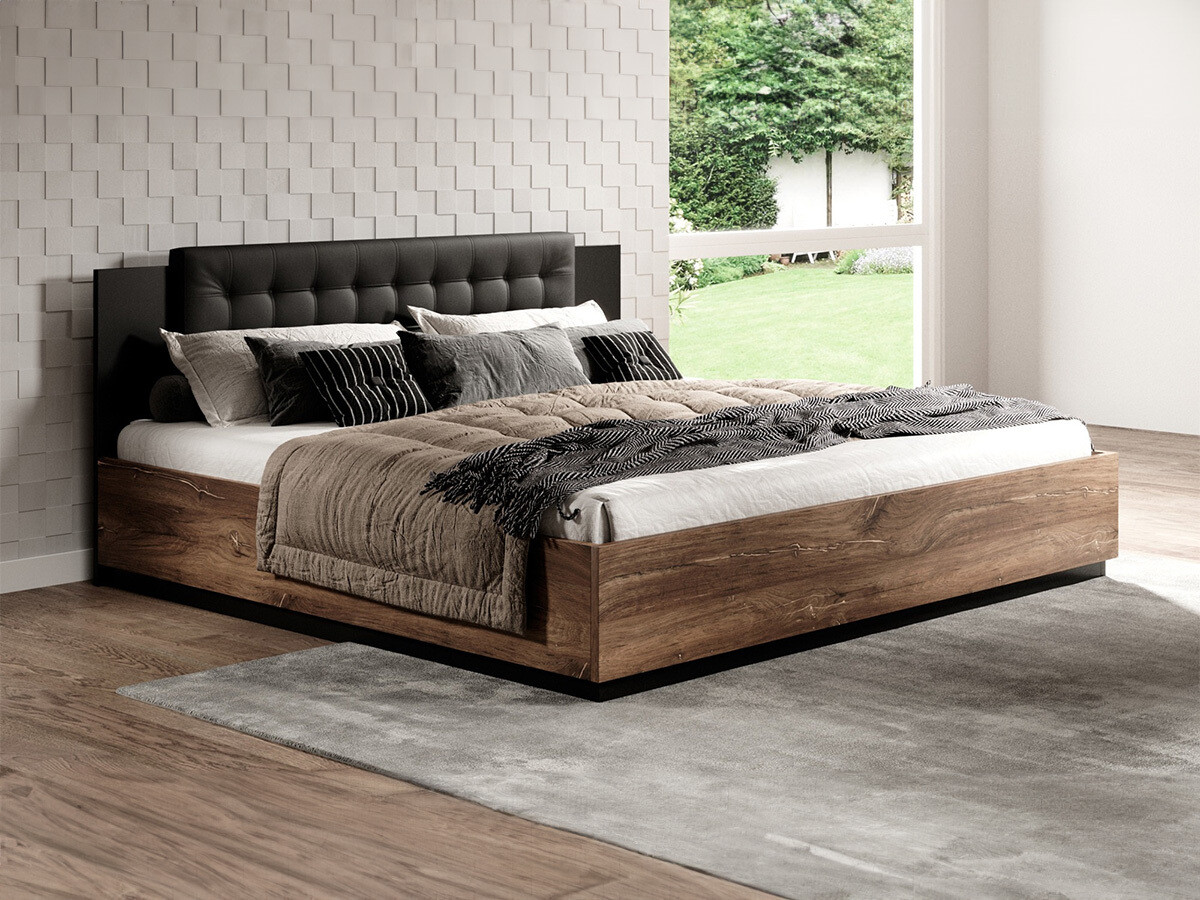 Bett Felelie 110 (Eichenholzoptik Flagstaf dunkel + Kupfer)