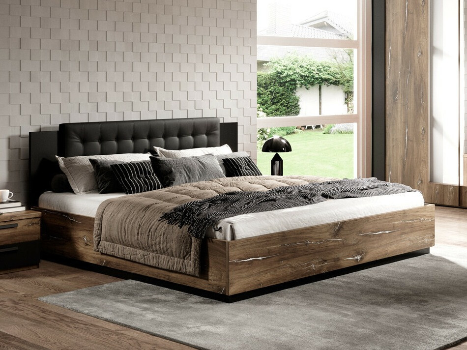 Bett Felelie 110 (Eichenholzoptik Flagstaf dunkel + Silber)