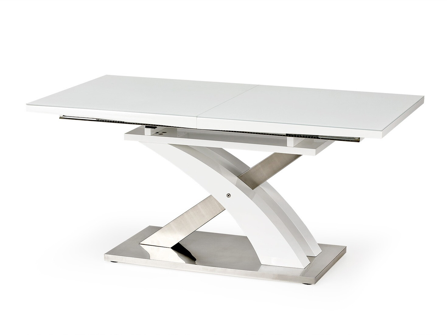 Tisch Houston 295 (Weiß glänzend + Weiß + Silber)