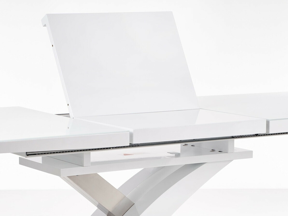 Tisch Houston 295 (Weiß glänzend + Weiß + Silber)