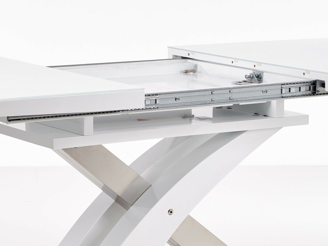 Tisch Houston 295 (Weiß glänzend + Weiß + Silber)