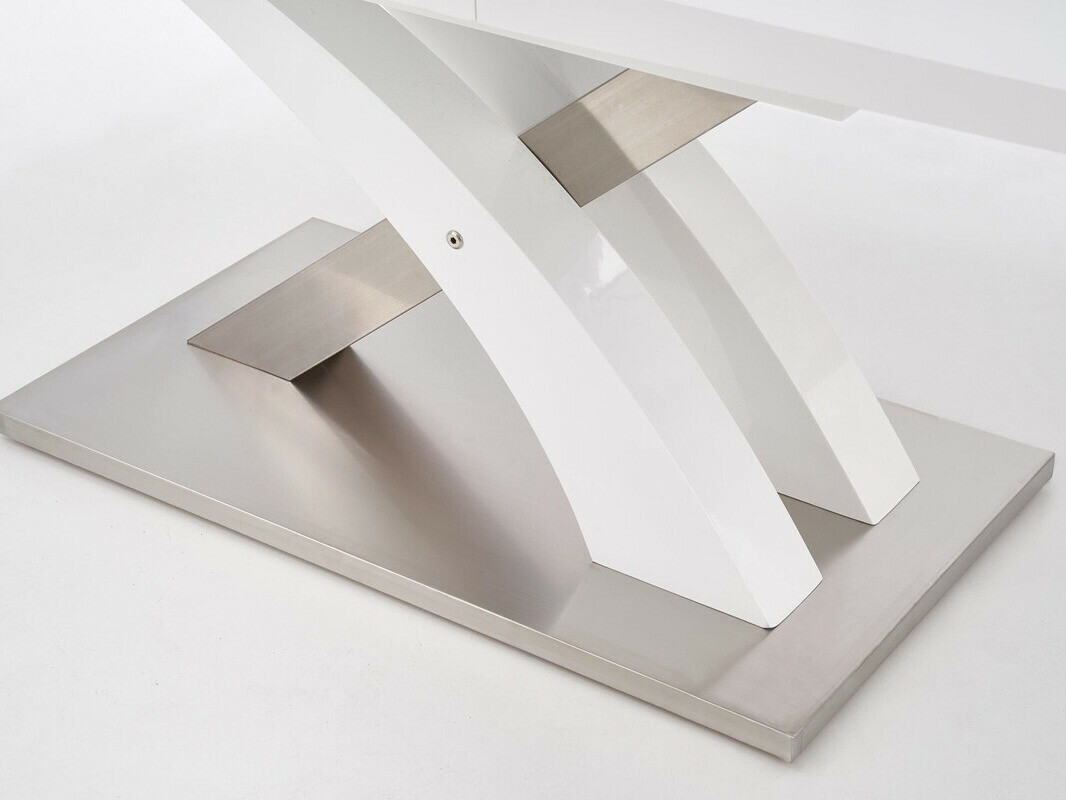 Tisch Houston 295 (Weiß glänzend + Weiß + Silber)