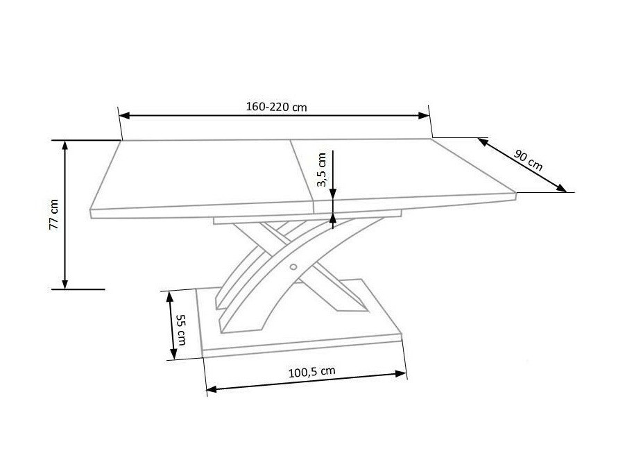 Tisch Houston 295 (Weiß glänzend + Weiß + Silber)
