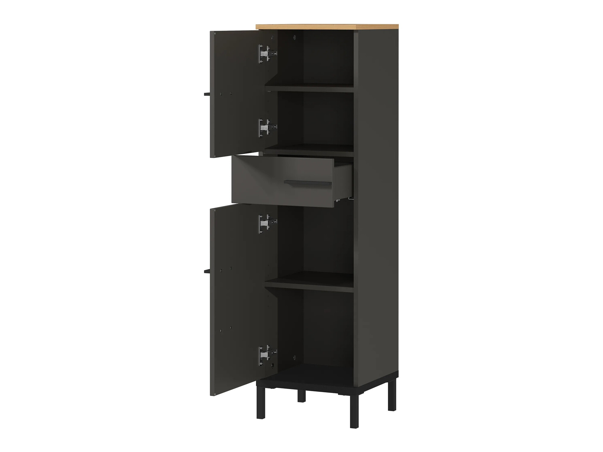 Badezimmer-Set Ruvlevu 104 (Graphit + Navarra eichenholzoptik)