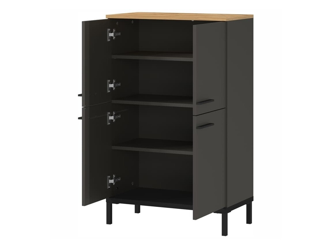 Badezimmer-Set Ruvlevu 104 (Graphit + Navarra eichenholzoptik)