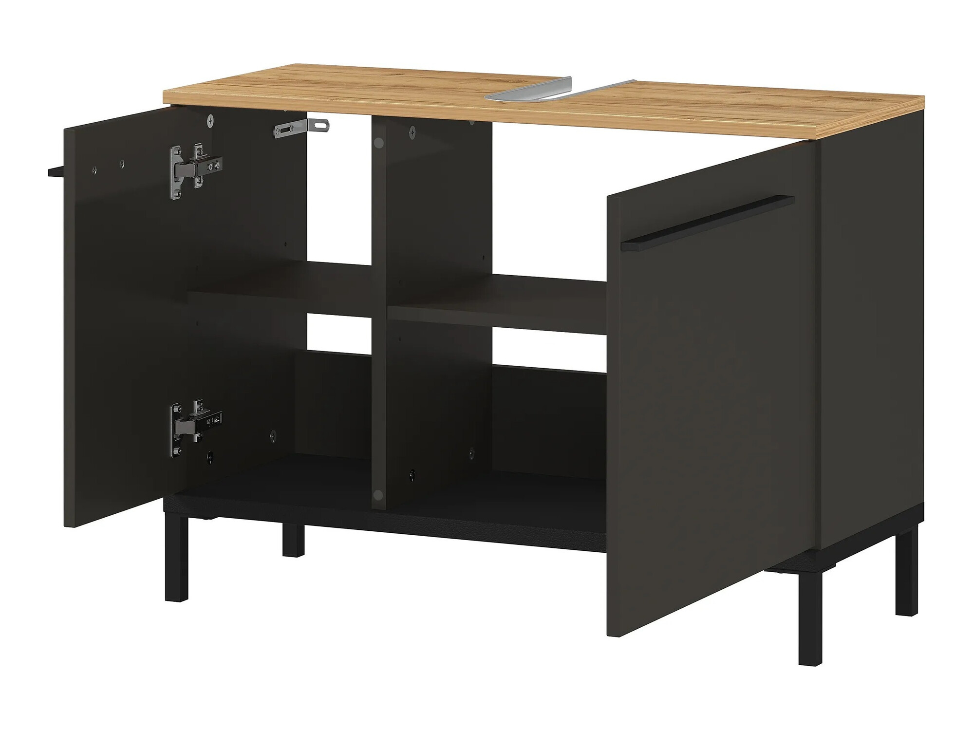 Badezimmer-Set Ruvlevu 105 (Graphit + Navarra eichenholzoptik)