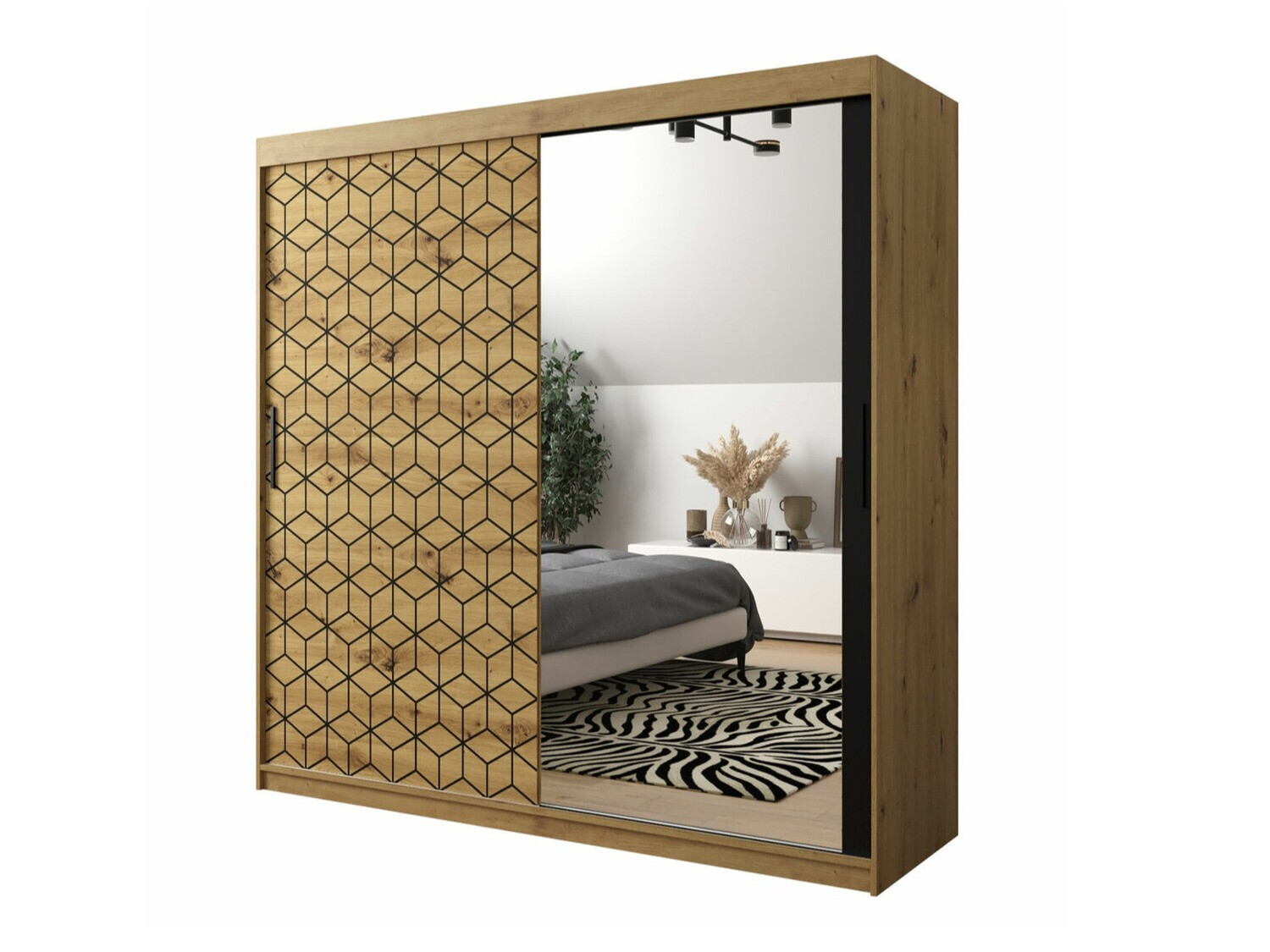 Kleiderschrank Hartford 290 (Artisan Eichenholzoptik + Schwarz)