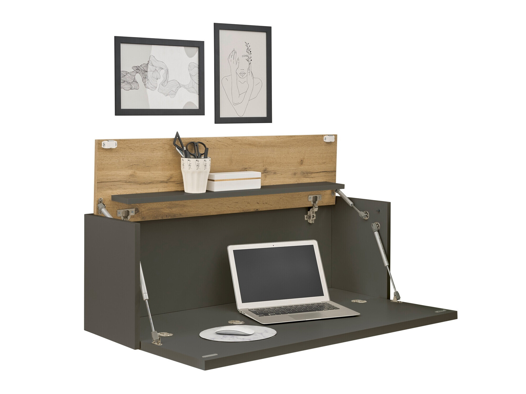 Bürotisch Elbsori 107 (Anthrazit + Wotan Eiche)