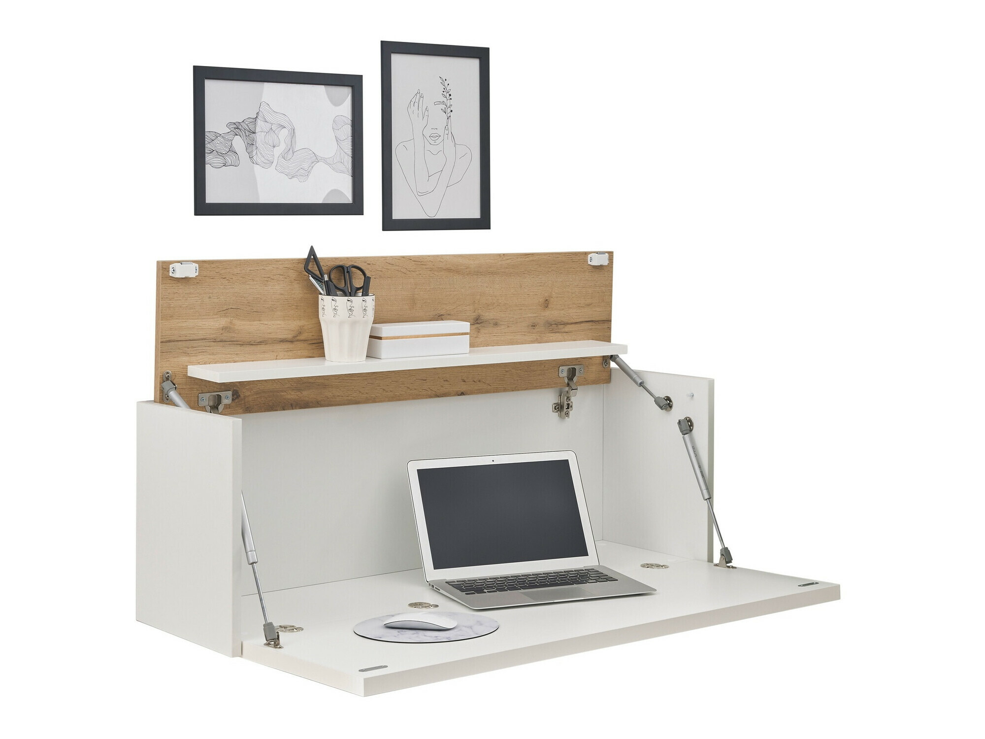 Bürotisch Elbsori 107 (Weiß + Wotan Eiche)
