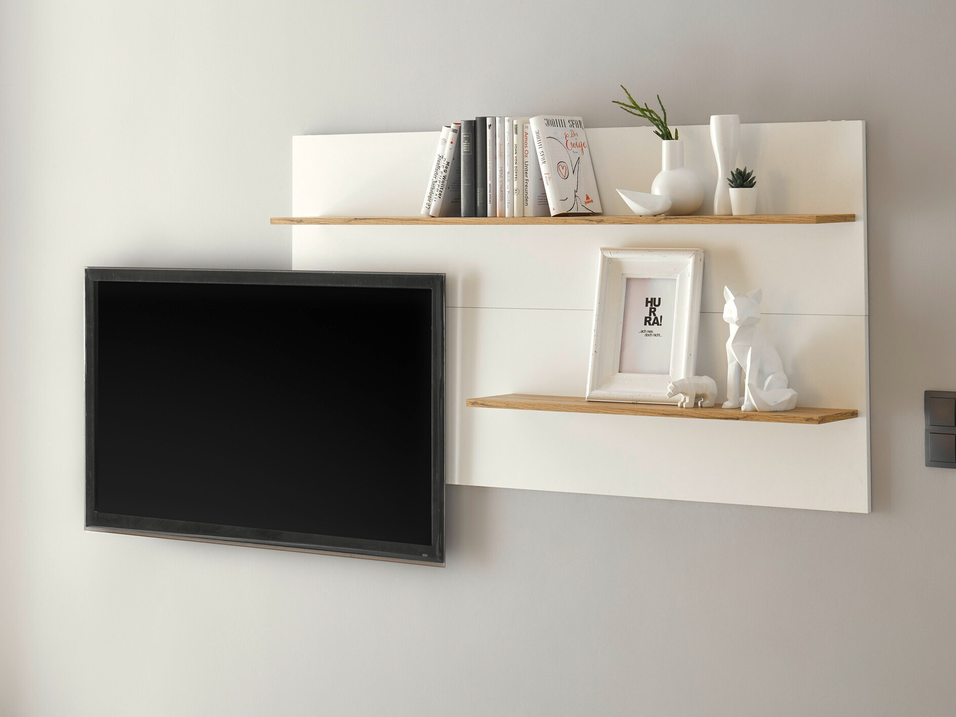 Wandregal Elbsori 112 (Weiß + Wotan Eiche)